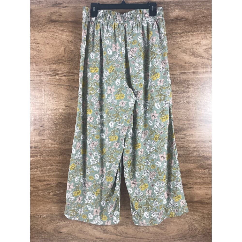 Cynthia Rowley Green Floral Linen Blend Wide Leg Pants Womens Large - Picture 3 of 10